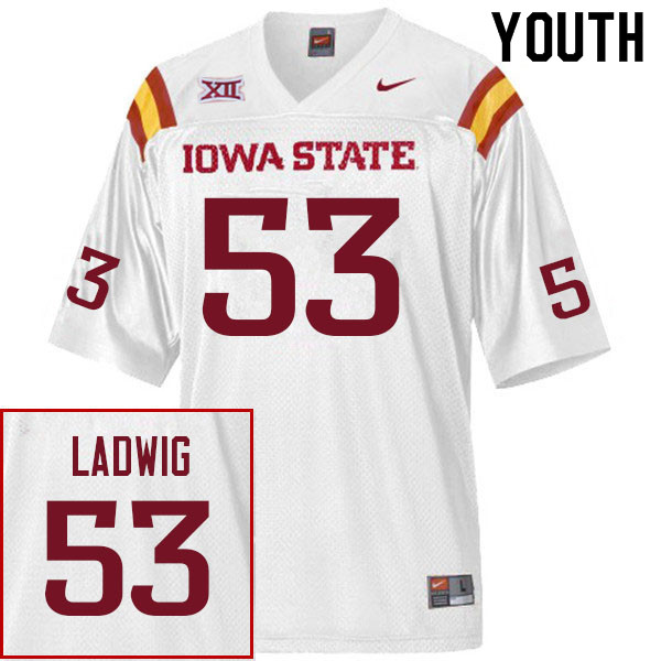 Youth #53 Evan Ladwig Iowa State Cyclones College Football Jerseys Sale-White